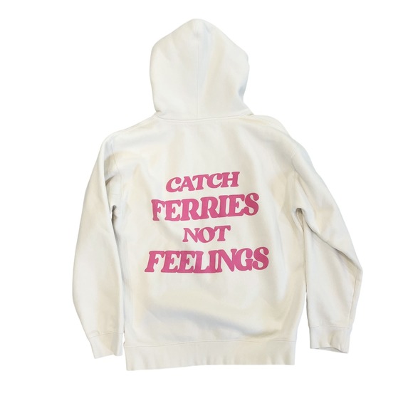 BROdenim Tops - BROdenim Nantucket Catch Ferries Not Feelings Smiley Hoodie Cream Pink MEDIUM